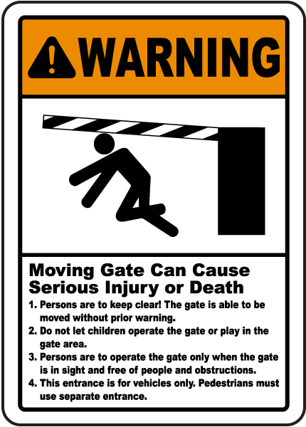 Moving Gate Can Cause Serious Injury Or Warehouse & Shop Area  Made in the USA Protect Your Business Aluminum Sign OSHA Notice Sign Work Site 