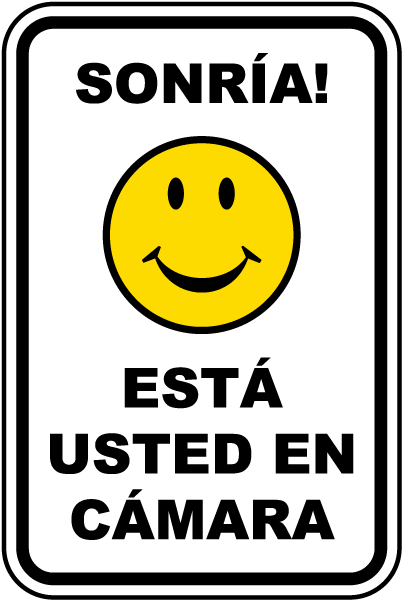 SMILE YOU'RE ON CAMERA SIGN 8"x12"  w/ Stake Security Surveillance Spanish 