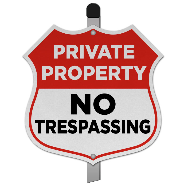 12" x 9" No HISVISION Private Property No Trespassing Sign with Stakes 2 Pack 