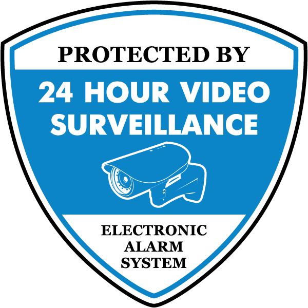 24hr Video Surveillance Sticker 150 x 100mm Adhesive Decal Australian Made