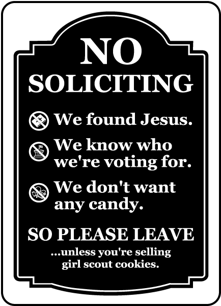 no soliciting so please leave sign f8112 by safetysigncom