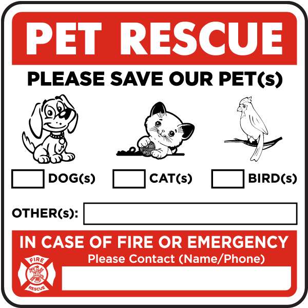Please Save Our Pets with Contact Information Sticker F8118