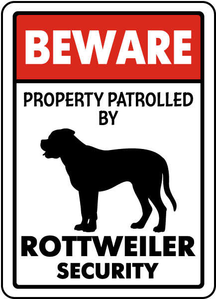 Rottweiler Beware of the Dog  Design Metal Door Sign 