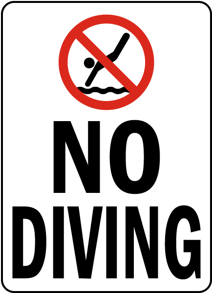 Pool Area Plastic Sign No Diving 