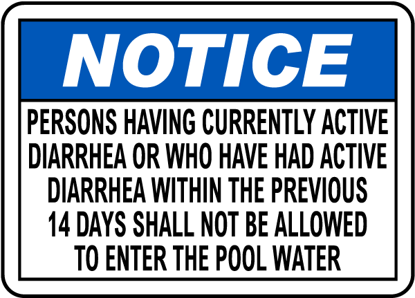 California Diarrhea Pool Sign F8226 By Safetysign Com