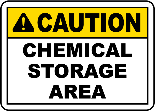 CAUTION CHEMICAL STORAGE AREA Sign ENG 7 x 10In FS1258 Text 1 PCS BK/YEL 