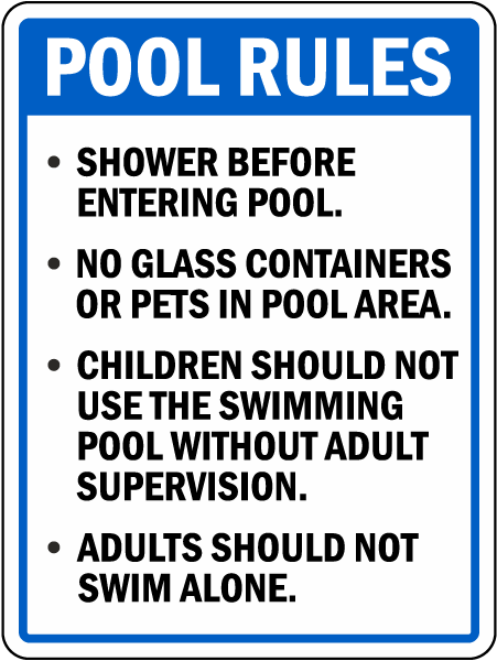 Pentair R234100 North Carolina Pool Rules Pool Sign 