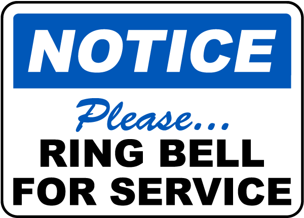 'Please Ring The Bell' label for offices and businesses. 