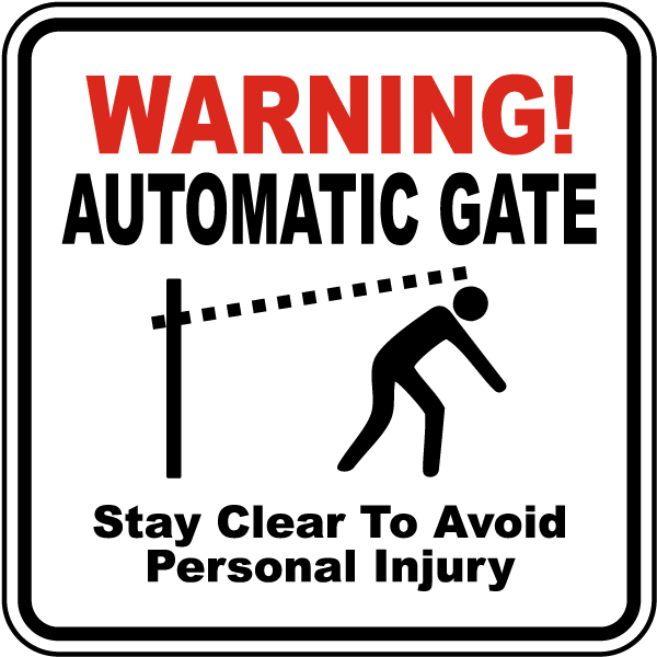 Danger Automatic Gate Warning Self Adhesive Gloss Sticker sign 160mm x125mm 