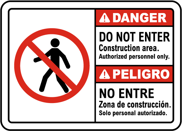 Aluminium Metal Health /& Safety Warning Sign 10 Height X 14 Width Danger No Entry Authorized Personnel Only Sign Black//Red on White