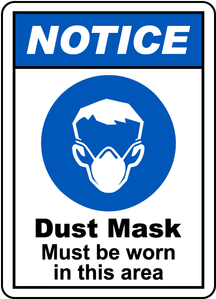 DUST MASK MUST BE WORN health and safety signs stickers warning danger 205x290mm 