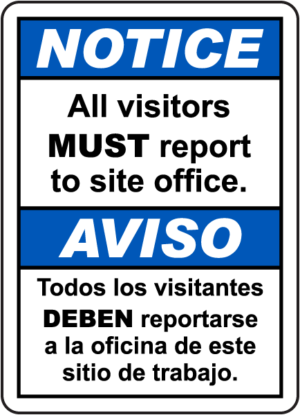 Los Visitantes Reportarse A La Oficina Sign Visitors Must Report To Office 