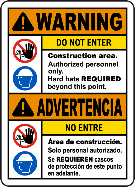 Construction Site Aluminum Sign 10 X 7 Aluminum OSHA Waring Sign No Swimming Allowed Bilingual Protect Your Business Warehouse & Shop Area  Made in the USA
