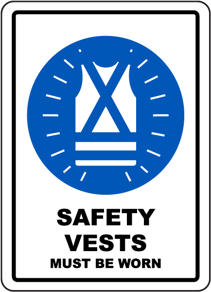 Safety Vest Required SmartSign Safety First Bilingual 14 x 10 14 x 10 Lyle Signs S-9780-AL-14 Aluminum Sign 