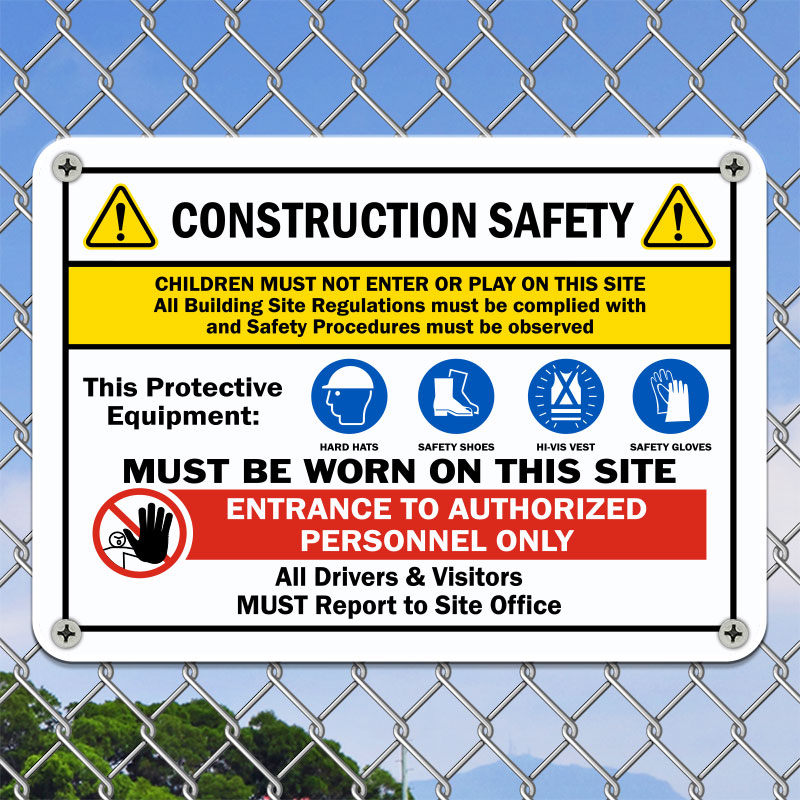 Construction Building Site Safety Sign Complete Pack Colour Sign Printed 3945 