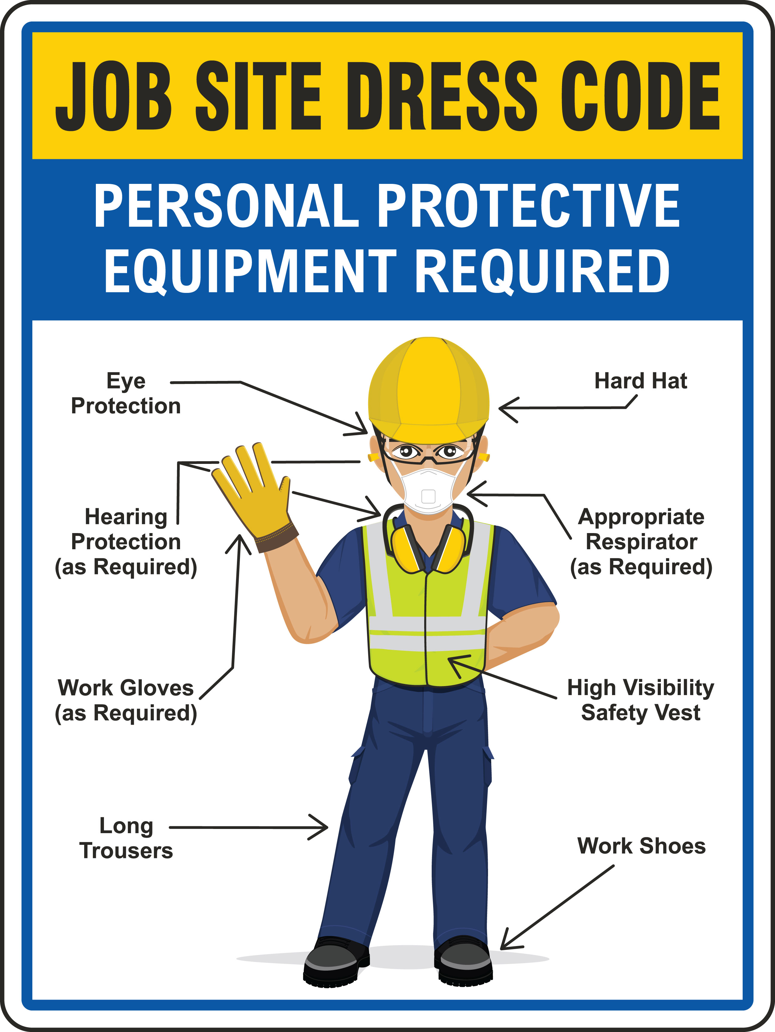 Job Site Dress Code Min Ppe Sign Save 10 Instantly