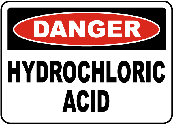 OSHA Caution Sign Hydrochloric Acid Made in the USA