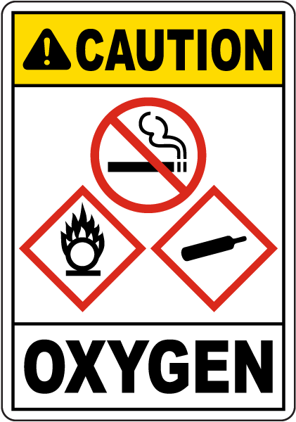 Caution oxygen in use Safety sign 
