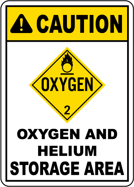 Caution Oxygen And Helium Storage DOT Sign