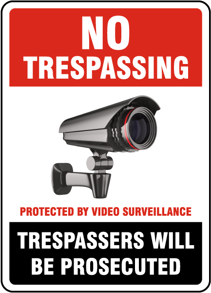 Stop Trespassing Aluminum Surveillance Sign 24 Hour Security Camera Warning L 