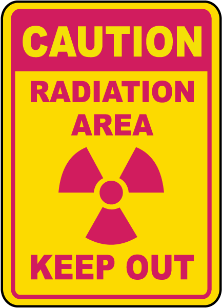 OSHA CAUTION RADIATION Sign  Made in the USA High Radiation Area With Symbol 