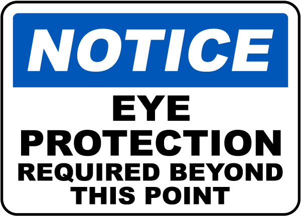 5 Length x 3 Height Pressure Sensitive Vinyl EYE PROTECTION REQUIRED BEYOND THIS POINT Black on Yellow Pack of 5 NMC C152AP OSHA Sign Legend CAUTION