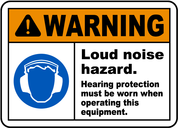 Wear Hearing Protection In This Area Made in the USA Details about   ANSI Caution Sign 