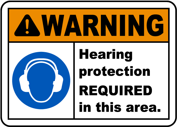 14 Length x 10 Width LegendCAUTION WEAR HEARING PROTECTION IN THIS AREA Yellow/Black on White Accuform MRPE613VA Aluminum Sign 