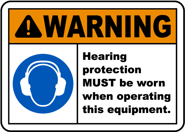 Hearing protection must be worn sticker water/fade proof 7yr vinyl 