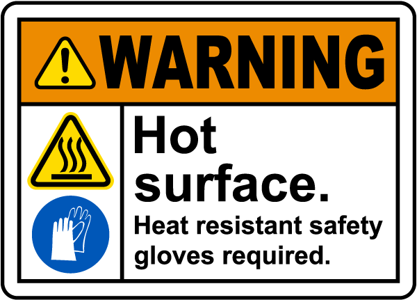 Hot Surface Safety Gloves Required Sign I5742