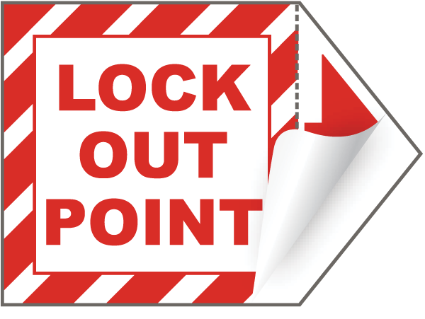 Lock Out Point Arrow Label - Save 10% Instantly