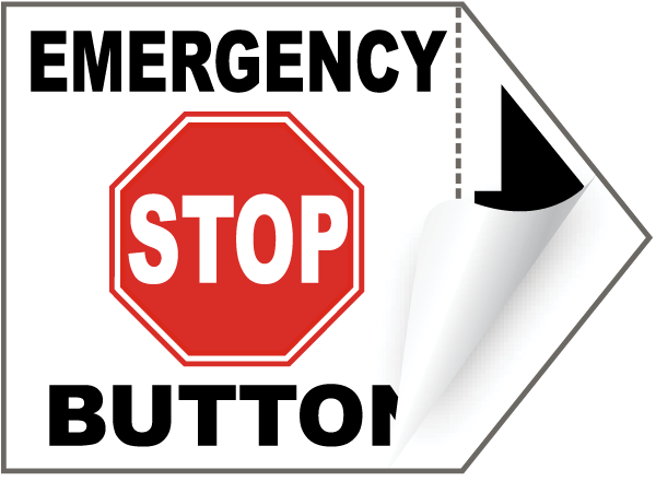 EMERGENCY STOP RED SAFETY SIGN STICKERS/LABELS X 6 