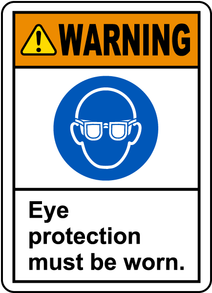 X10 Pack EYE PROTECTION MUST BE WORN health and safety signs stickers 145x120 