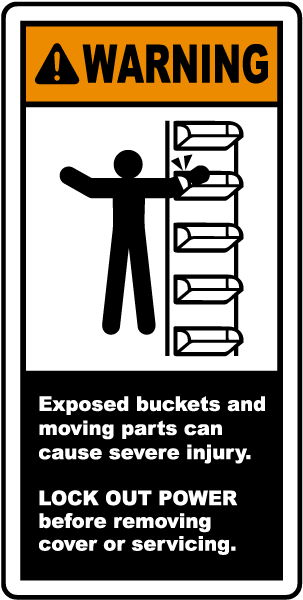 Bucket change area safety sign 