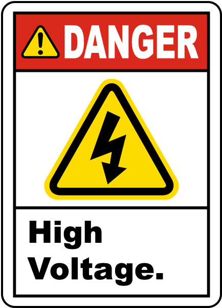 DANGER HIGH VOLTAGE Hazard Safety Warning Sign sticker 1mm plastic 