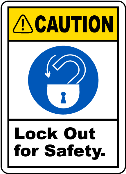 Lock door when finished ISO safety symbol sign 