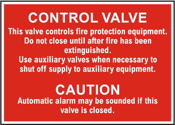 Open this valve in the event of fire Safety sign 