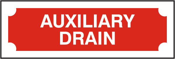 AUXILIARY DRAIN Aluminum Sprinkler System Sign 6/" x 2/"