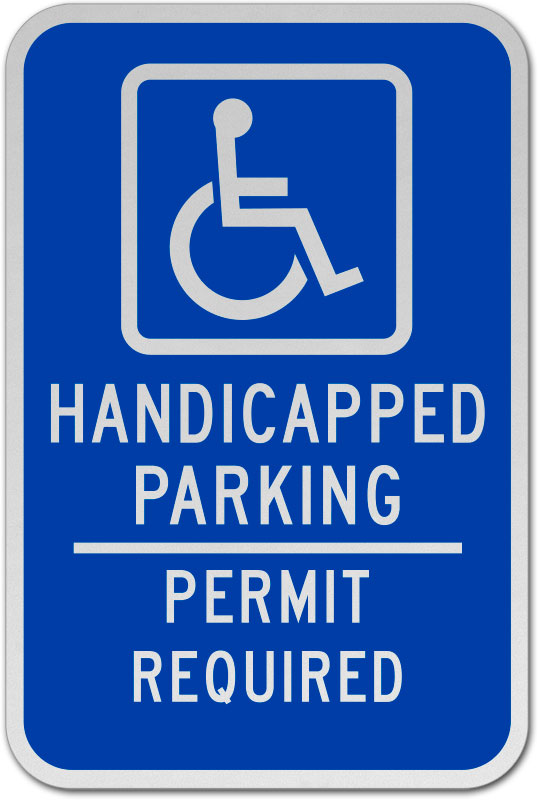 HC private parking PERMIT REQUIRED 9" X 12"  ALUMINUM HANDICAP PARKING SIGN 