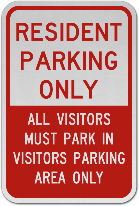 Resident parking only car park Safety sign 
