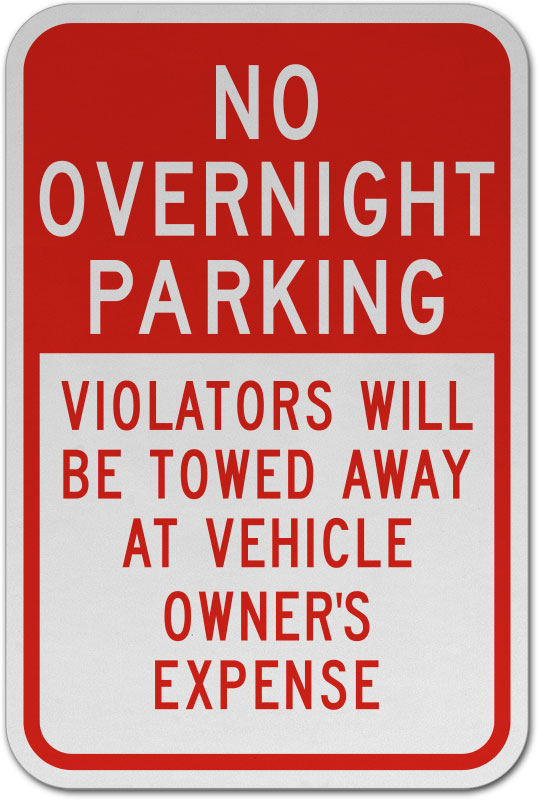No Overnight Parking Vehicles Towed After 11PM 9 inch by 12 inch Metal Aluminum No Parking Signs for Business Made in USA Honey Dew Gifts No Parking Sign 
