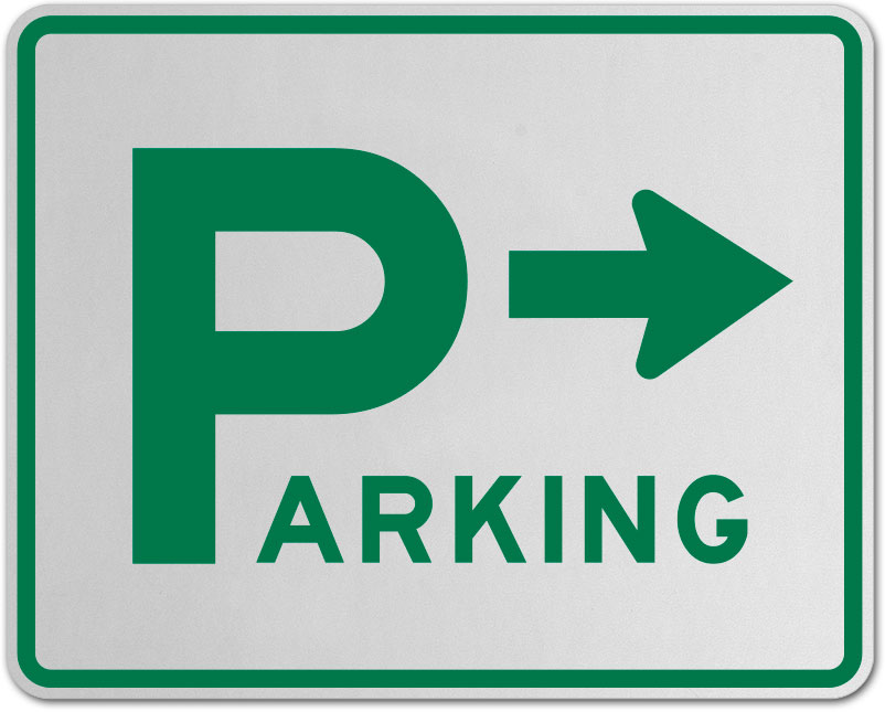 Right Arrow Notice 8"x12" Aluminum Sign Additional Parking Behind Building 