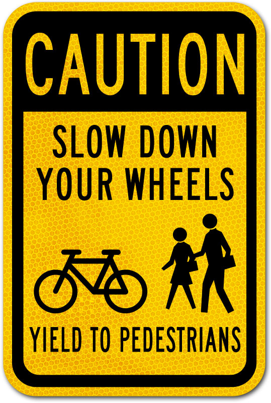 Caution Pedestrians sign 