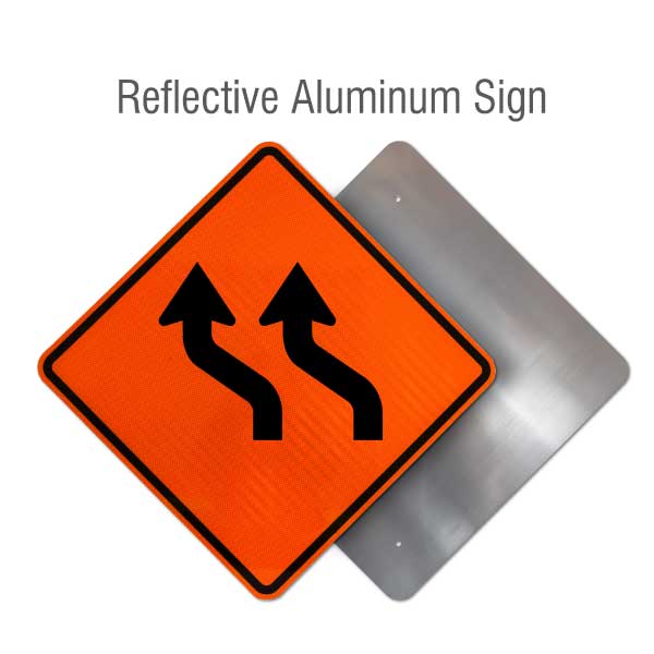 Two Lane Reverse Curve Left Sign - Claim Your 10% Discount