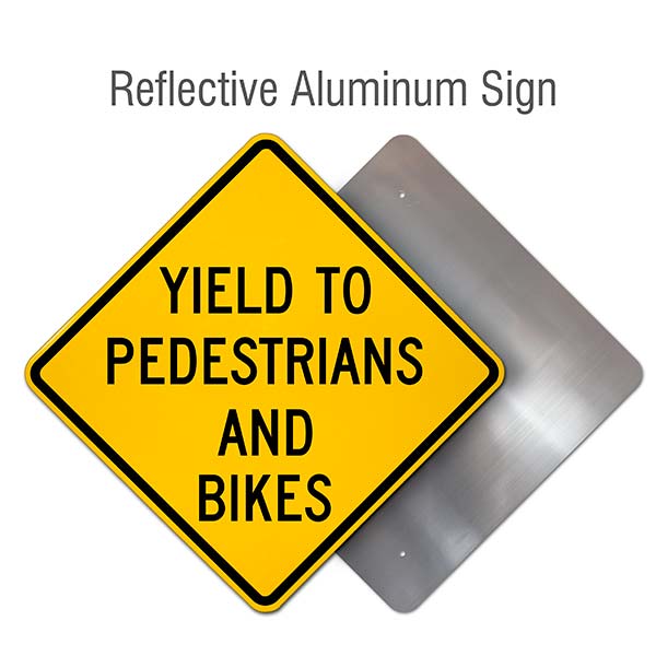 Yield To Pedestrians And Bikes Sign - Claim Your 10% Discount