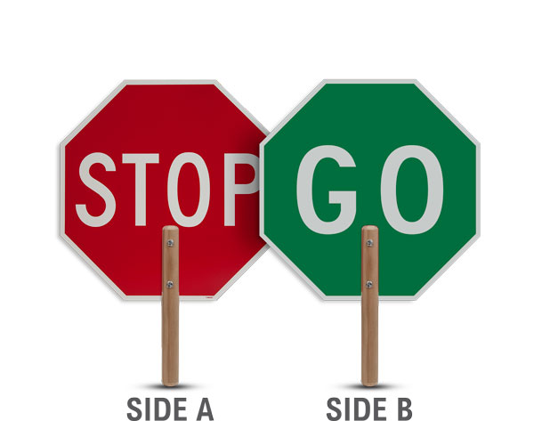 18" Handheld Stop Slow Paddle Signage Octagon Pedestrian Traffic Safety Sign 
