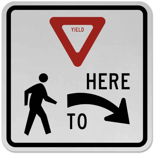 Yield Here To Pedestrians Left Arrow with Ped Symbol Sign