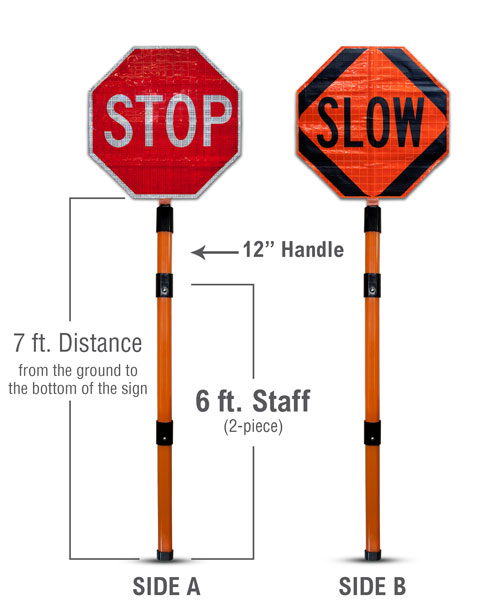 18" Stop/Slow Paddle Sign Hardboard w/3M Engineer Grade Reflective 