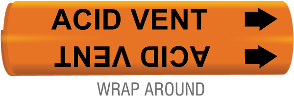 Acid Vent Wrap Around & Strap On Pipe Marker