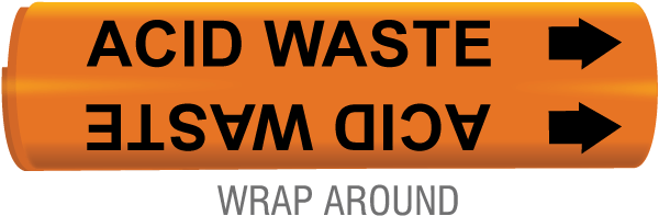 Acid Waste Wrap Around & Strap On Pipe Marker